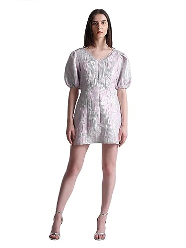 Only Women's Mini Length Polyester Blend A-Line Pink Dress_X-Small