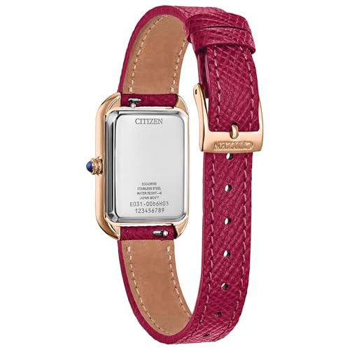 Citizen Ladies Eco-Drive Dress Classic Watch, Pink Leather Strap & White Dial, Watches