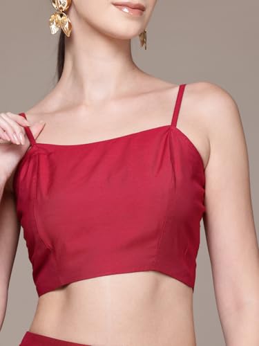 Aarke Ritu Kumar Wine Hiranmayi Festive Emb. Jacket With Bustier And Palazzo Co-Ord Set