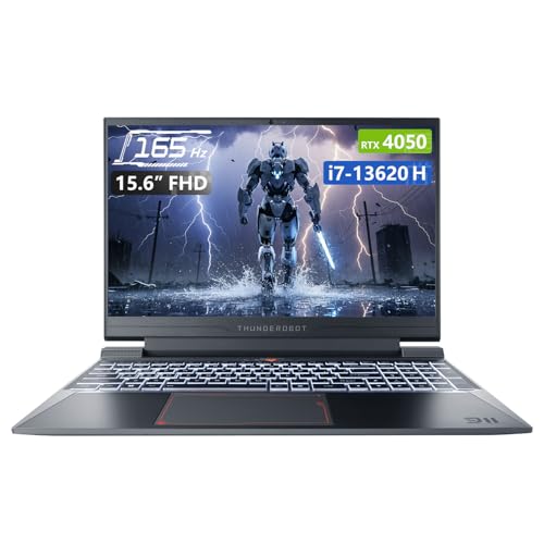 Thunderobot Storm 15 4050 Gaming Laptop, 15.6" FHD 165Hz Display, Core i7-13620H, NVIDIA GeForce RTX 4050, 32GB RAM, 1TB SSD, Backlit Keyboard, HDMI, Wi-Fi, Win 11 Home, Black