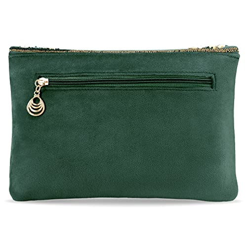 Peora Clutch Women's Purse Bridal Bag For Casual Detachable Strap Evening Sling Bag (Green)-C58GRN