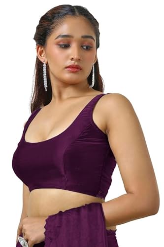 Soch Womens Wine Tissue Saree With Stone Work