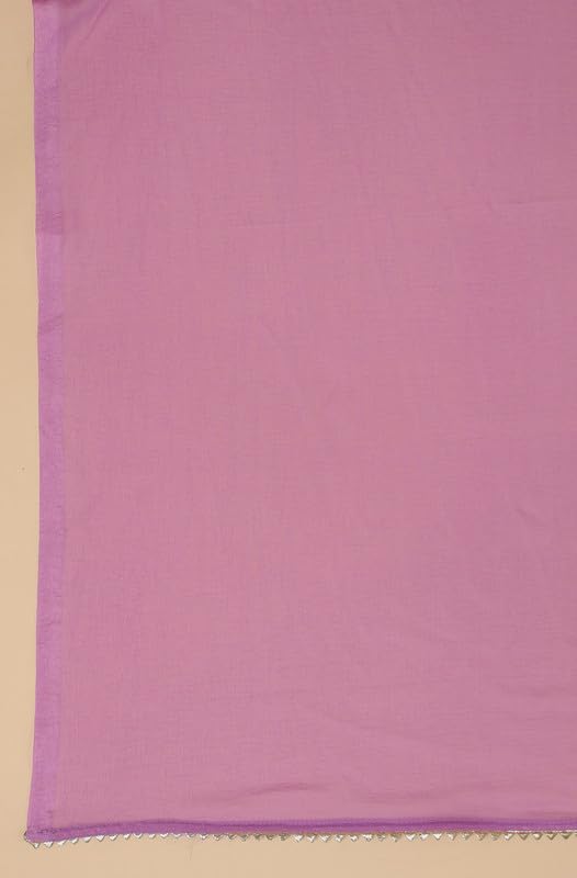 Anekha Women's Lavender Cotton Blend Yoke Embroidery Straight Kurta Set(ANC24ST00311-S)