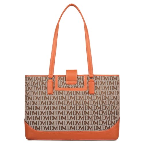 Da Milano Leather Shoulder Bag for Women - Beige & Orange (LB-01449A)