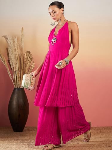 InWeave Women Fuchsia Empire Kurta with Sharara