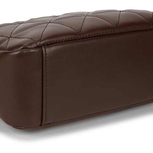 Fastrack Mocha Grid Sling | Faux-Leather Women’s Crossbody Bag | Multi-Compartment Sling with Gold Hardware & Zipper Closure
