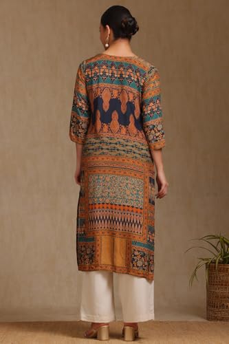 Soch Womens Multicolour Viscose Muslin Botanical Print Kurta with Sequins