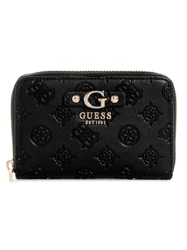 Guess Black Printed Gerty Medium Zip Around Wallet