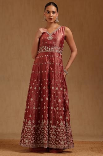 Soch Womens Onion Pink Fendi Embroidered Suit Set With Sequins