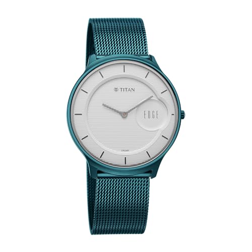 Titan Edge White Round Dial Stainless Steel Watch for Men - 1843QM08