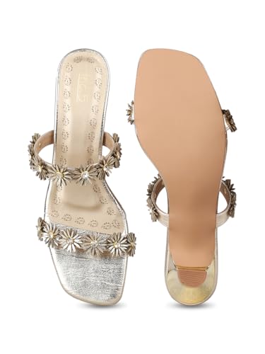 Inc.5 Womens Golden Ethnic Embellished Pattern Round Toe Shape Block heels 40
