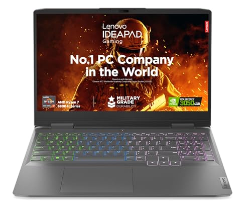 Lenovo IdeaPad Gaming 3 AMD Ryzen 7 6800H 15.6" (39.62cm) FHD IPS 120Hz Gaming Laptop (8GB/512GB SSD/Win11/Office/NVIDIA RTX 3050 4GB/RGB Keyboard/Alexa/3 Month Game Pass/Onyx Grey/2.32Kg), 82SB00V5IN