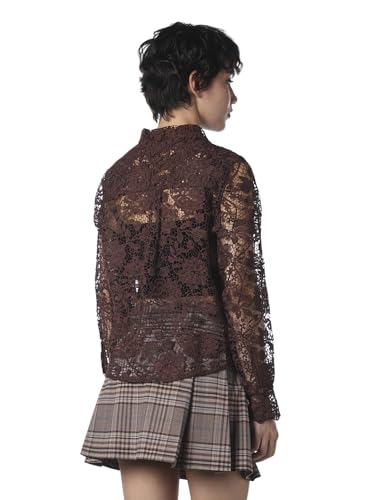 ONLY Women's Floral Print Regular Fit Brown Shirt