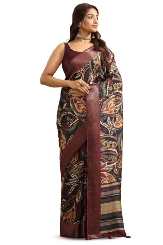 Soch Womens Multicolour Viscose Botanical Printed Saree