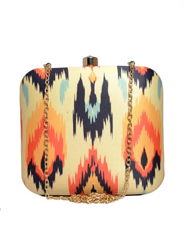 Artklim Multicoloured Ikkat Printed Clutch