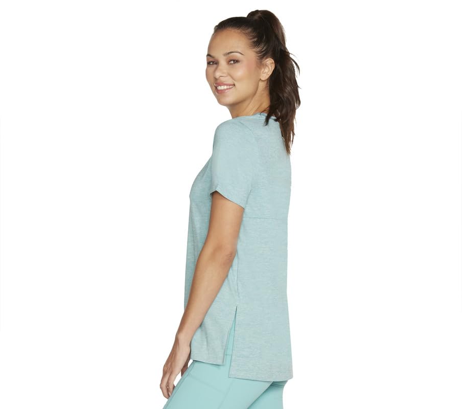 Skechers Women's Solid Relaxed Fit T-Shirt (W1TS327A-TURQ_Turquoise XS)
