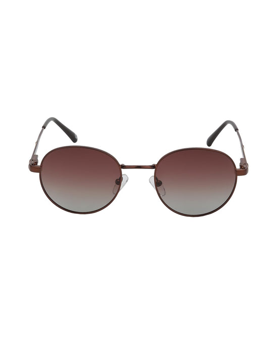 Carlton London Mettalic Brown with Gold Toned Brown Lens Polarised Oval Sunglass for unisex