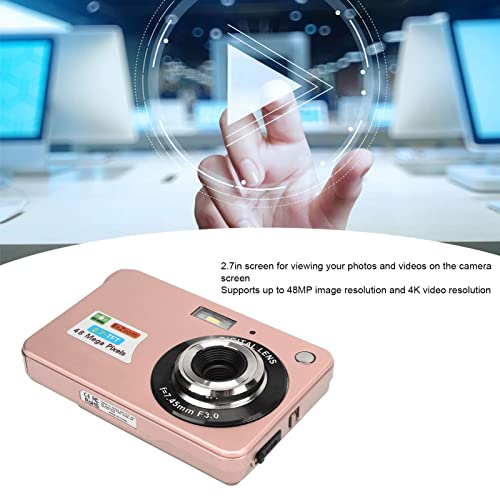 Ubervia Point & Shoot Digital Cameras - Compact Camera Portable 4K Anti Shake Digital Camera for Photography Pink