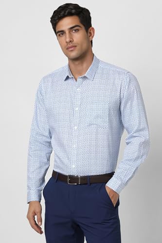 Van Heusen Men's Cotton Solid Slim Fit Casual Shirt_Blue_38