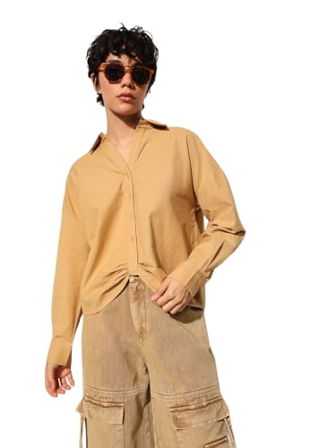 ONLY Women Regular Fit Brown Shirt
