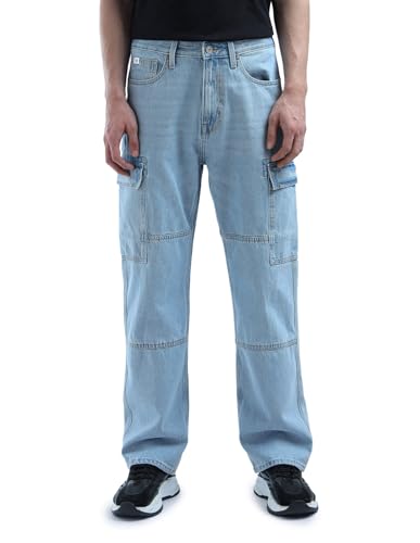Blue Mens Cobain Loose Fit Cargo Jeans