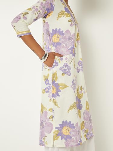 Max Women Floral Print Straight Kurta (Purple_XL)