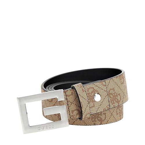 Guess Men Brown Polyurethane Monogram Vezzola Adjustable Belt with Tang Buckle
