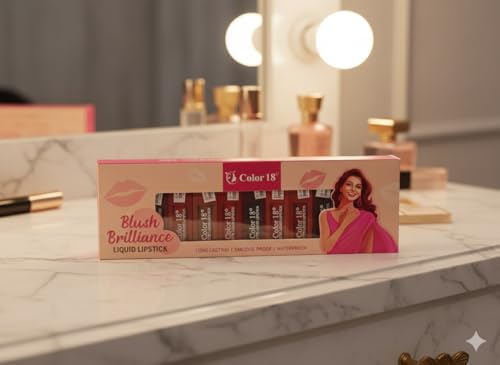 Color 18 Blush Brilliance Liquid Lipstick Set | Long Lasting Matte Liquid Lipstick for Women | Smudge Proof, Waterproof, Transfer Proof | New Shades of Gift Set Combo Pack (Pack Of 12)