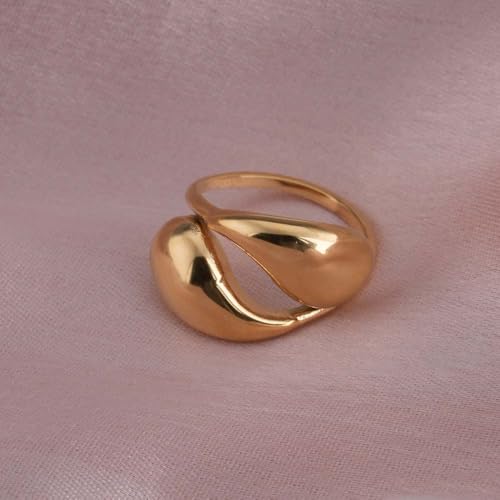 PALMONAS Gold Plated Adjustable Finger Ring for Women - Gift for Girls & Women | Waterproof & Anti Tarnish Rings, 18k Gold Plated Rings