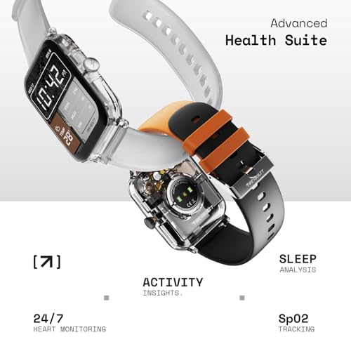 Fire-Boltt Ninja Phantom Smart Watch 1.83” Display, Transparent Clear Body Design, Bluetooth Calling, 120+ Sports Modes, Voice Assistant, AI Outfit Watch Face Smartwatch for Men & Women Blaze Orange