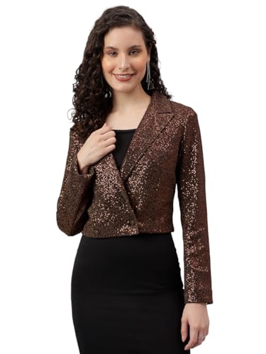 Latin Quarters Women's Copper Full Sleeve Sequins Party Jacket