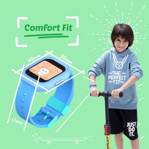 Noise Champ 2 Kids smart Watch with Habit Building (handwash, Brushing, etc), IP68 Waterproof, Activity Tracker, in-Built Games, School Mode. noisefit sync app, for Boys and Girls (Kitty Pink)