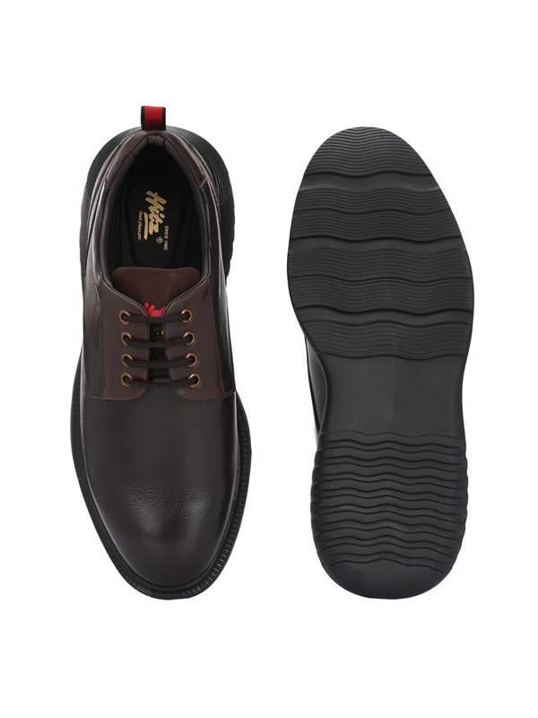 HITZ Men's Brown Leather Casual Stylish Lace Up Shoes