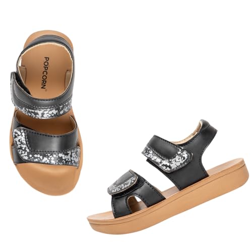 POPCORN Girls Fashion Black Sandals | Lightweight with Cushioned Support, Durable Construction, Ideal for Stylish & Comfortable Wear | 9 UK