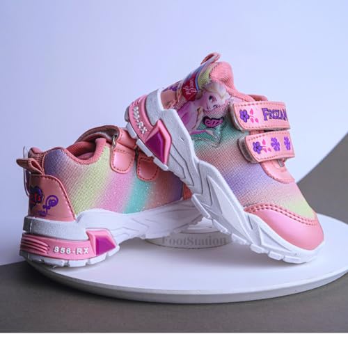FootStation Kids' Rainbow Pink Shoe with Wings Sticker - Colorful & Playful Girls' Sneakers (Hiphop-5) (Rainbow Pink, 8)