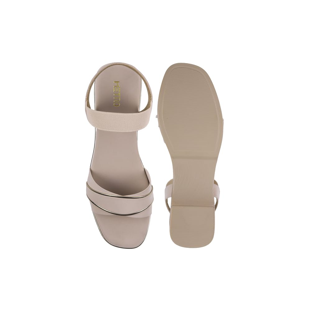 Metro Women Beige Wedge Heel Comfort Fashion Backstrap Sandal UK/6 EU/39 (34-313)