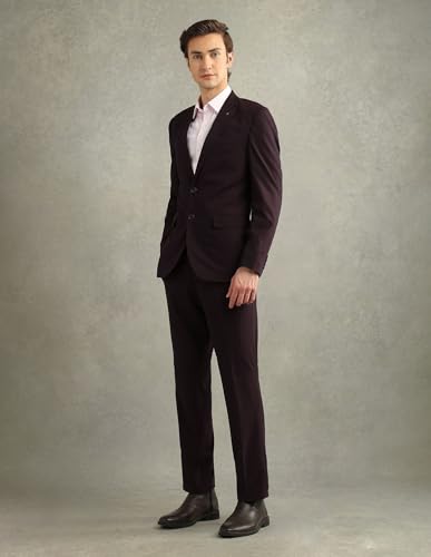Arrow Men's Wool Business Suit Pants Set (ARAJSU5546_Maroon