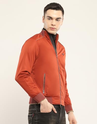 Monte Carlo Mens Solid Rust Mock Neck Full Sleeve Jacket (223056103-3-42)