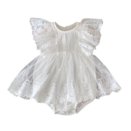 Hopscotch Baby Girls Cotton Floral Embroidered Bodysuit in White Color For Ages (6-9 Months)