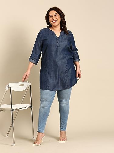 The Pink Moon Women's Regular Fit Cotton Plus Size Tunic - (TUN_MIM25K_Tencel_Tencel_4XL)