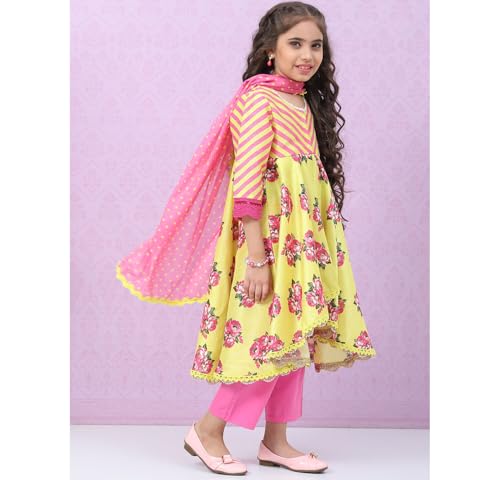 BIBA GIRL PRINTED STRAIGHT KID(KW4758_LIME GREEN_7)