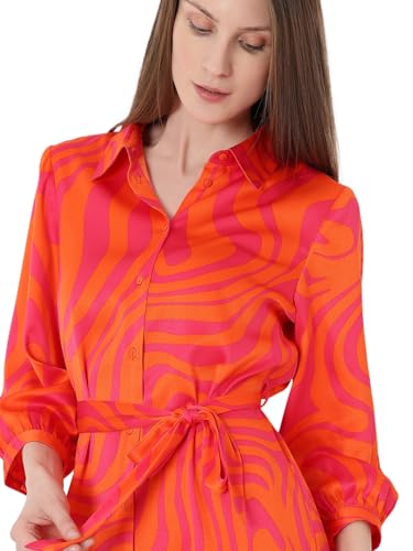 VERO MODA Women Abstract Print Orange Polyester Mini Length Regular Fit Dress