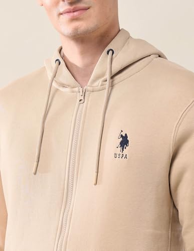 U.S. POLO ASSN. Solid Regular Fit Sweatshirt for Men - Comfortable, Full Sleeves Men Sweatshirts - M, Beige