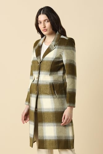 Women Olive Check Casual Jacket