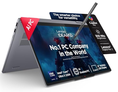 Lenovo IdeaPad 5 2-in-1 Intel Core Ultra 5 225H (16GB RAM/512GB SSD/14 (35.5cm)/WUXGA IPS/Windows 11/MS) 365 Basic+Office 2024/Lenovo Digital Pen 2/1Yr ADP/Grey/1.6Kg, 83KR0076IN Convertible Laptop