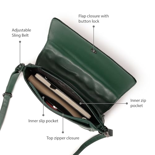 Fastrack Quilted Messenger Bag for Women, Girls and Ladies | Ladies Purse Handbag Green