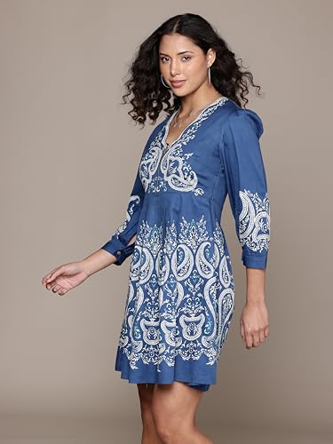 Label RITU KUMAR Blue Fallon Short Dress
