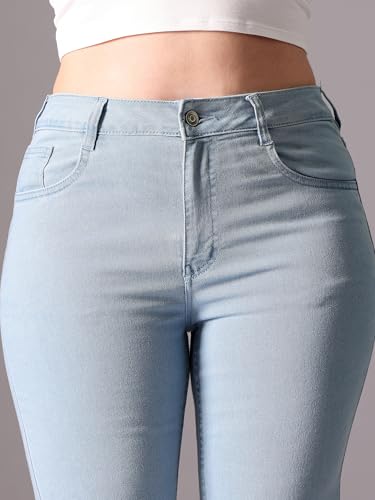 Miss Chase A+ Women's High Rise Regular Stretchable Denim Bootcut Shaping Jeans (APSS22DEN12-19-167-40, Powder Blue, 40)