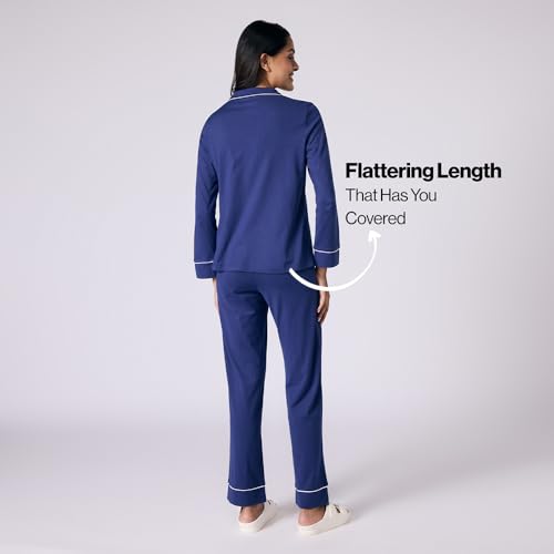NYKD By Nykaa Buttery Soft Cotton Modal Button-Down Pyjama Set of 2 Nys926 Navy