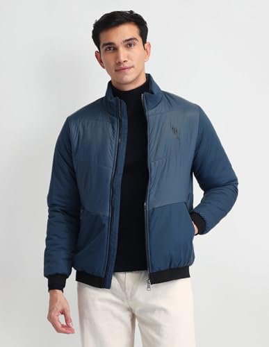 U.S. POLO ASSN. Mens Wadded Bomnber Full Sleeve Jacket (UDJCKS1457_DARK BLUE_XL)